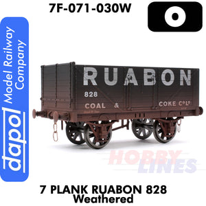 7 Plank Wagon RUABON 828 Weathered 1:43 O gauge Dapol 7F-071-030W