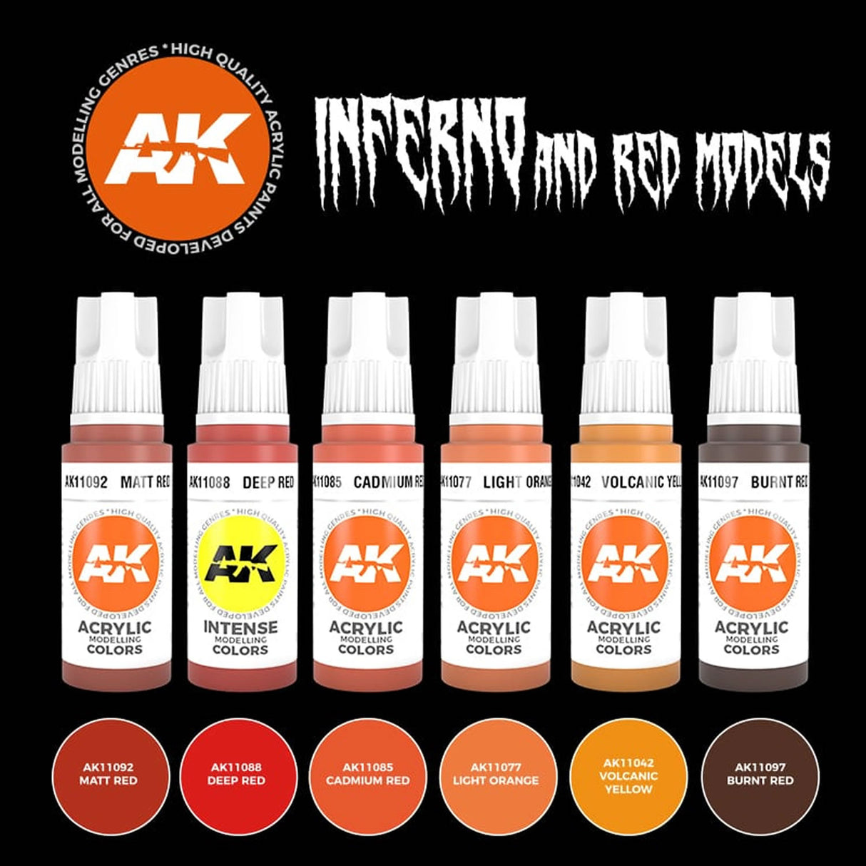 Inferno & Red Creatures - 3G Acrylic Paint x 6  | AK interactive | AK11604