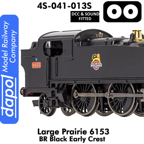LARGE PRAIRIE 6153 BR Black Early Crest DCC & Sound Steam Locomotive |  Dapol |  4S-041-013S