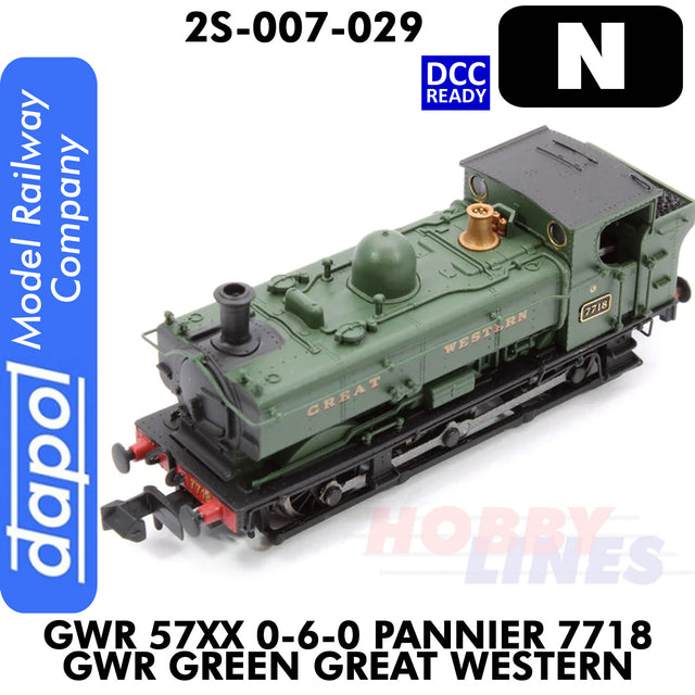 Great Western Railway - 57XX 0-6-0 Pannier 7718 Green Great Western - DCC Ready |  Dapol | 2S-007-029