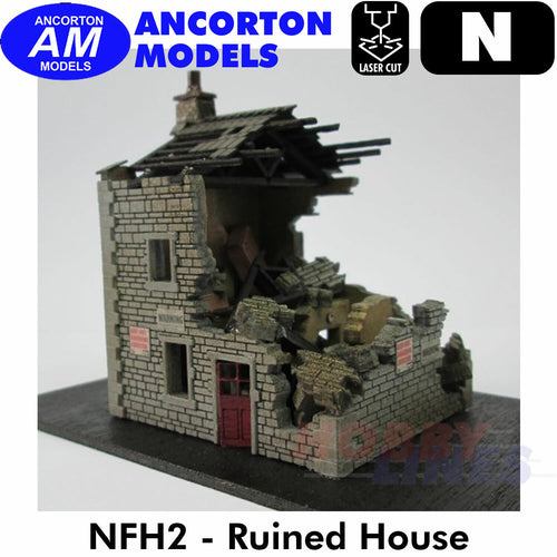 RUINED HOUSE building laser cut kit N gauge 1:148 scale Ancorton Models NFH2