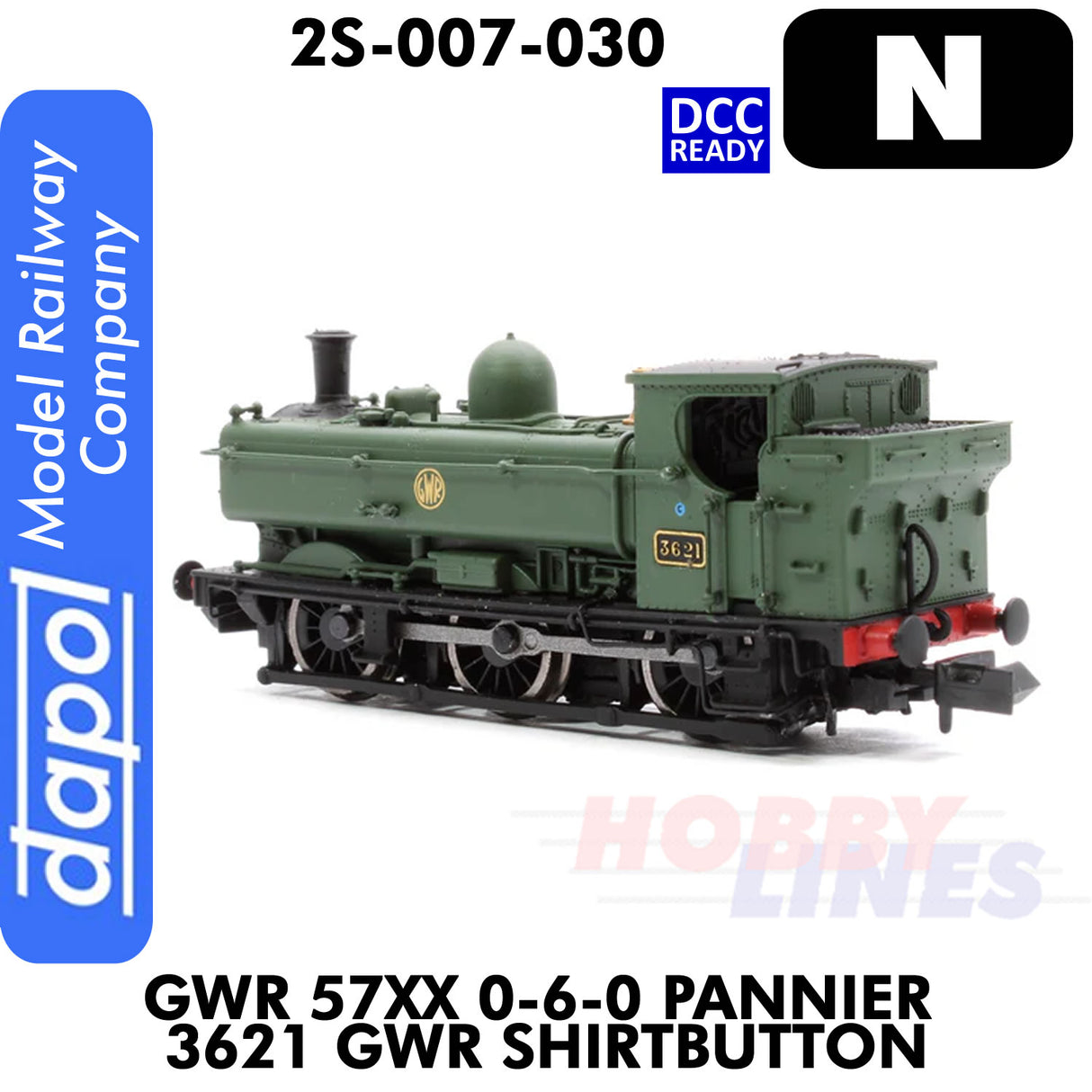 Great Western Railway - 57 XX 0-6-0 Pannier 3621 Shirtbutton -DCC Ready | Dapol | 2S-007-030