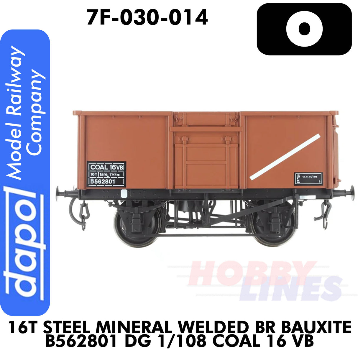 16T Steel Mineral Wagon Welded BR Bauxite B562801 Dg 1/108 Coal | Dapol | 7F-030-014