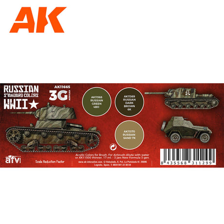 3G Special Set - Russian Standard Colours WWII - 3 x 17ml Acrylic Paint | AK interactive | AK11665