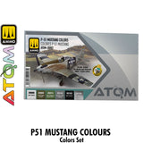 ATOM P-51 MUSTANG Colours Set - 6 20ml Acrylic Paint | Ammo by Mig Jimenez 
