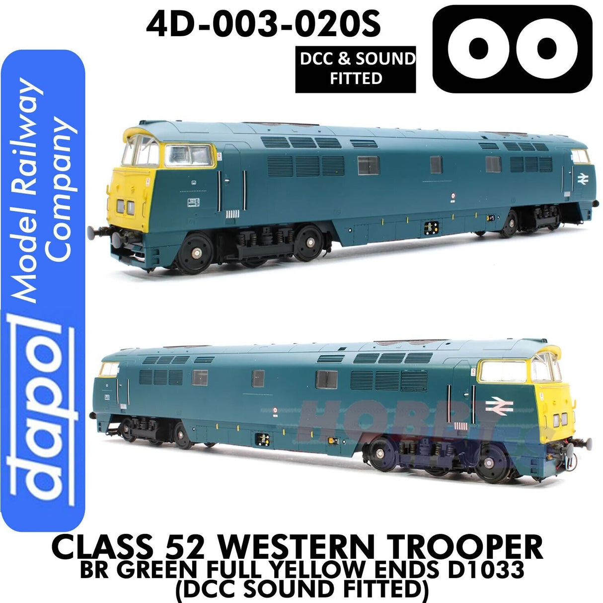 Class 52 Western Trooper - BR Green Full Yellow Ends D1033 - DCC & Sound Fitted | Dapol | 4D-003-020S