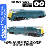 Class 52 Western Trooper - BR Green Full Yellow Ends D1033 - DCC & Sound Fitted | Dapol | 4D-003-020S