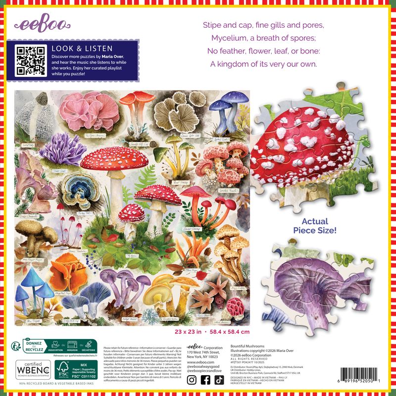 Bountiful Mushrooms 1000pc Puzzle | eeBoo | PZT501