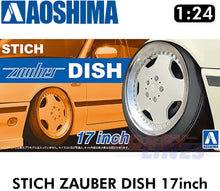 Load image into Gallery viewer, Aoshima Wheels &amp; Tyres STICH ZAUBER DISH 17inch 1:24 Set of 4 Tuned Parts 06117
