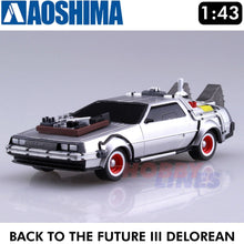 Load image into Gallery viewer, AOSHIMA 1/43 Back to the Future Part 3 Delorean Pull Back &amp; Go Railroad 05477
