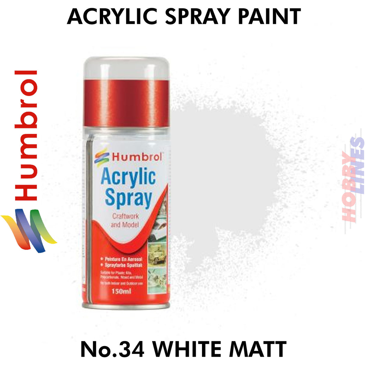 150ML Humbrol Sprays No 34 White Matt