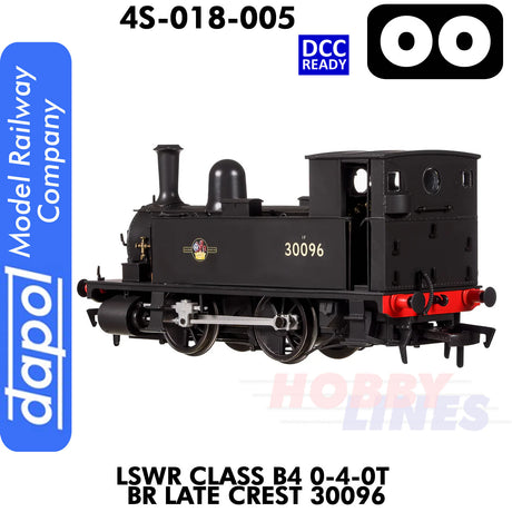 LSWR Class B4 0-4-0T BR Late Crest 30096 - DCC Ready | Dapol | 4S-018-005