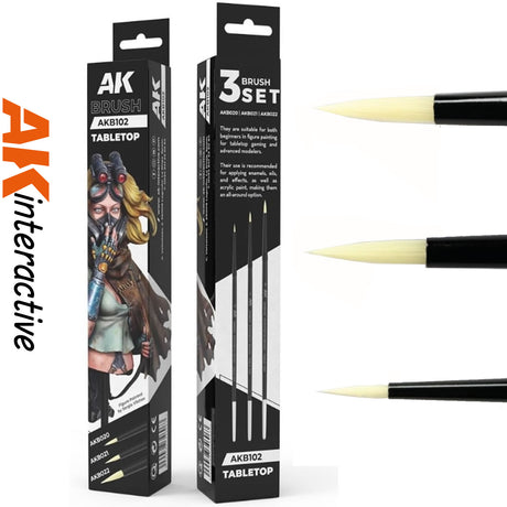 Tabeltop Synethic Brushes x 3 | AK interactive | AKB102