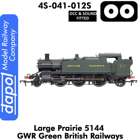 LARGE PRAIRIE 5144 BR Green DCC & Sound Steam Locomotive |  Dapol |  4S-041-012S