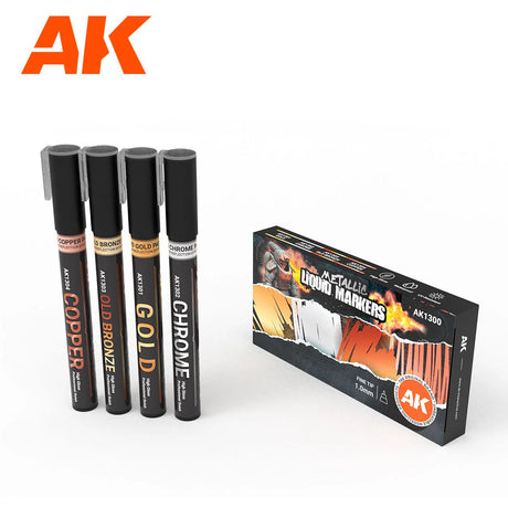 Metallic Liquid Markers - Set of 4 - Fine Tip 1.0mm | AK interactive | AK1300