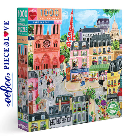 eeBoo PARIS IN A DAY 1000 pc Square Jigsaw Puzzle Super Deluxe PZTPD2