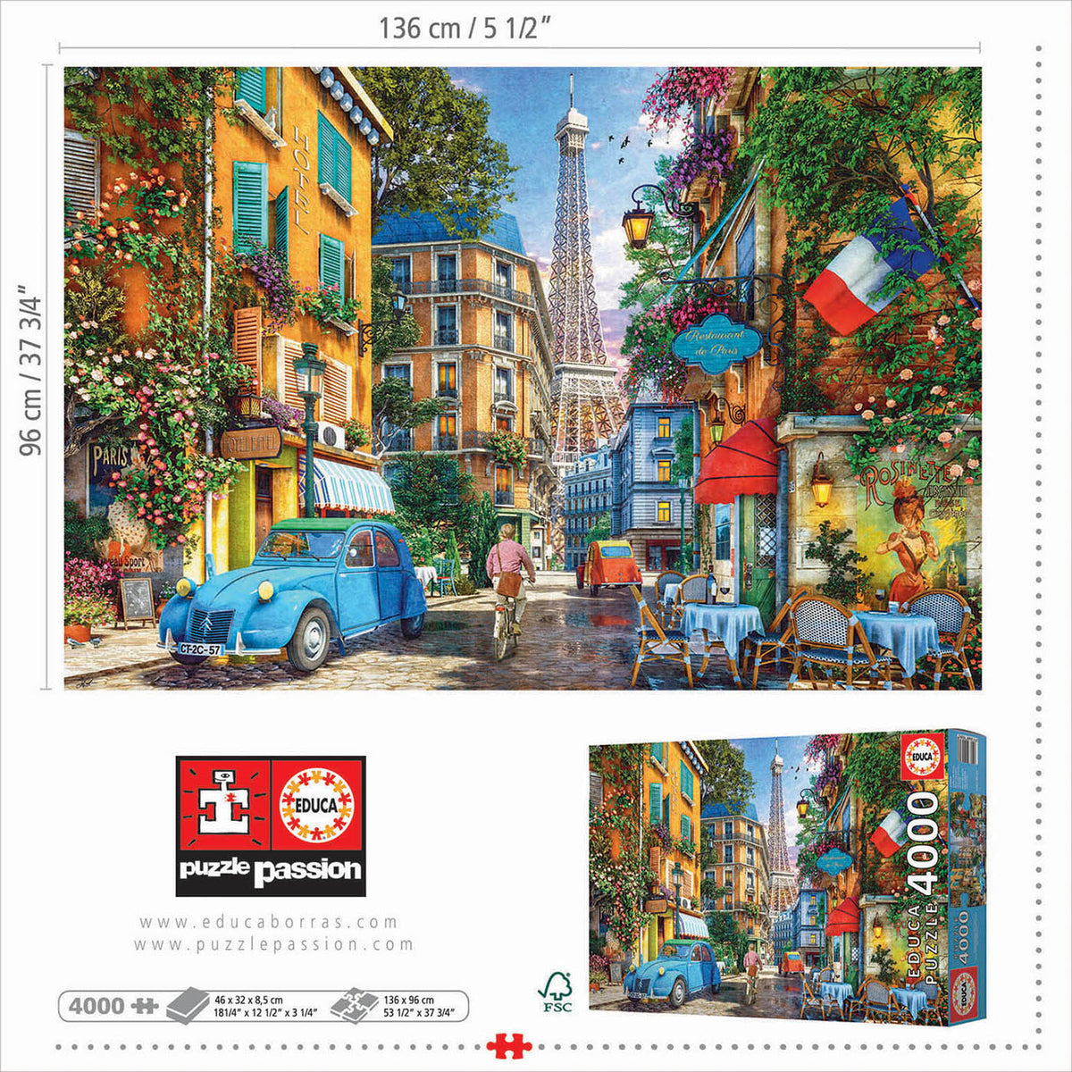 The Old Streets Of Paris 4000 Piece Jigsaw Puzzle | Educa | 19284