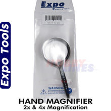 Load image into Gallery viewer, HAND MAGNIFIER 4x AND 2x Magnification Glass Expo Tools 73880
