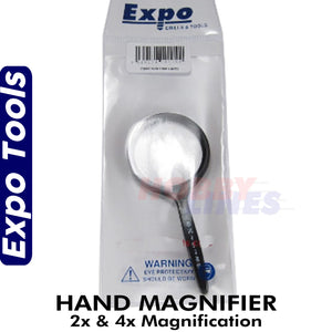 HAND MAGNIFIER 4x AND 2x Magnification Glass Expo Tools 73880