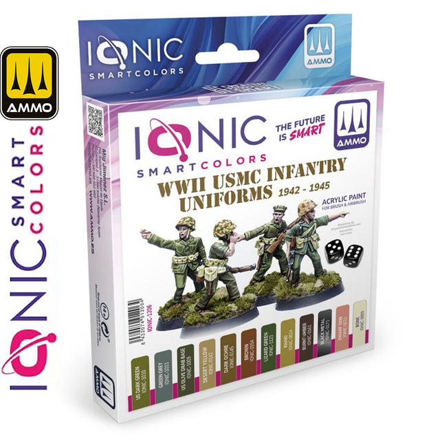 Acrylic Paint Set - 12 x 20ml Jars - WWII USMC Infantry Uniforms 1942 - 1945 | IONIC | | IONIC1206 | 