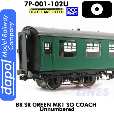 BR Mk1 SR Green SO Unnumbered coach  - Lightbars Fitted & DCC Ready | Dapol | 7P-001-102U