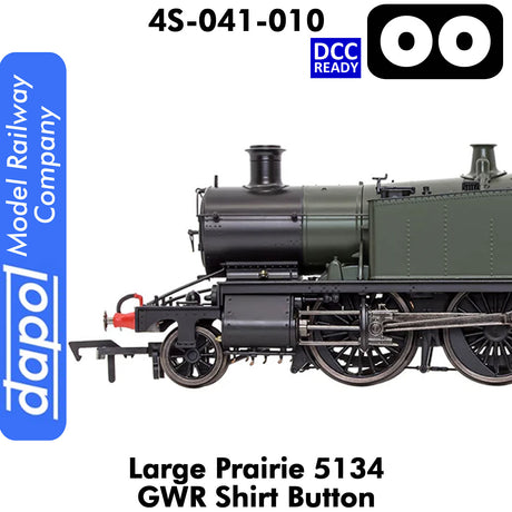LARGE PRAIRIE 5134 GWR SHIRT BUTTON DCC Ready Steam Locomotive | Dapol | 4S-041-010
