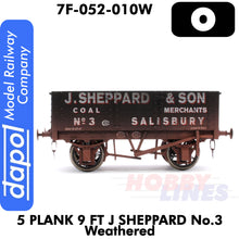 Load image into Gallery viewer, 5 Plank 9 Ft J Sheppard No3 Weathered 1:43 O gauge Dapol 7F-053-010
