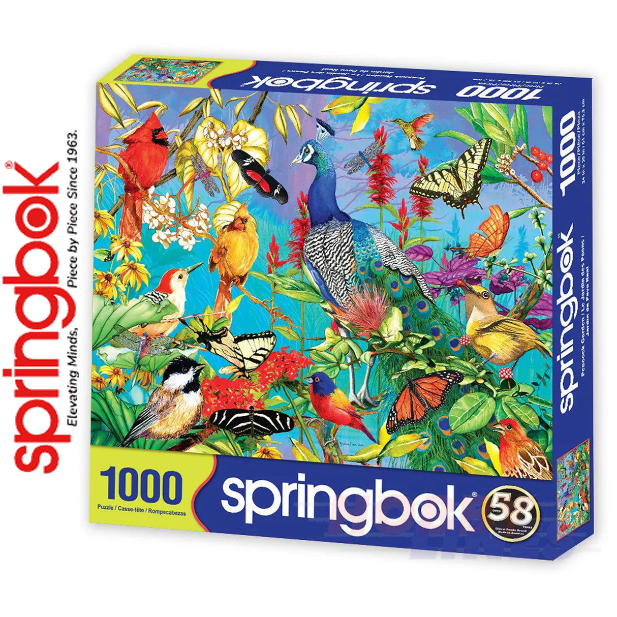 PEACOCK GARDEN 1000 piece SPRINGBOK Jigsaw Puzzle Random Cut Super Deluxe