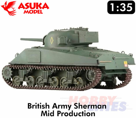 Asuka 1:35 BRITISH ARMY SHERMAN MID PPRODUCTION scale model WWII Tank kit 35018