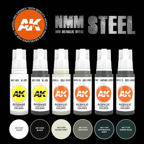 Non Metallic Metal Steel - 3G Acrylic Paint x 6  | AK interactive | AK11601