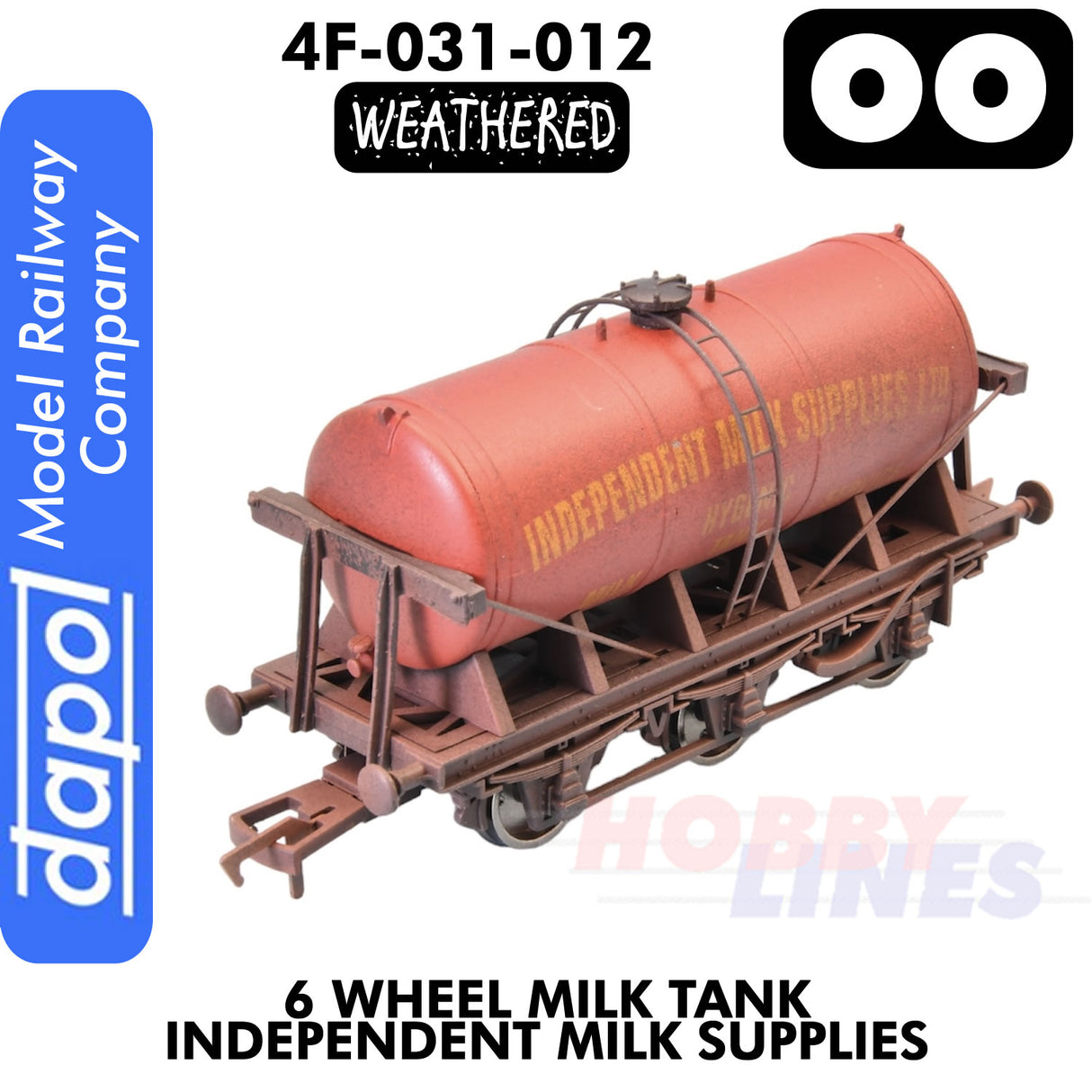 6 Wheel Milk Tank Independent Milk Supplies - Weathered | Dapol | 4F-031-012