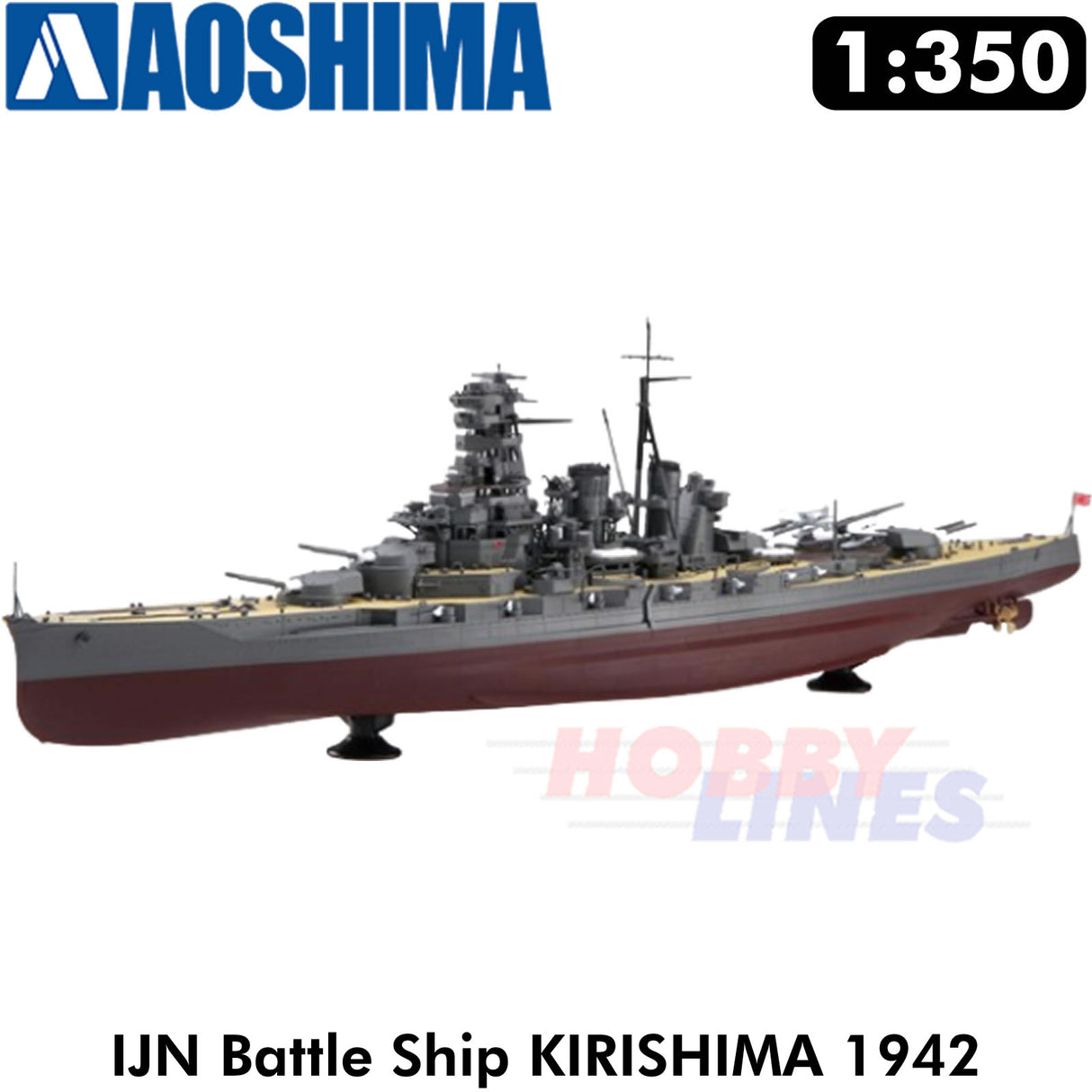 I.J.N. Battle Ship KIRISHIMA 1942 Full Hull 1:350 kit AOSHIMA 01103
