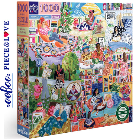 eeBoo WOMEN READING 1000 pc Square Jigsaw Puzzle Super Deluxe PZTWRD