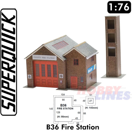COUNTRY FIRE STATION 1:72 OO HO Gauge Railways Building Series B B36 SuperQuick