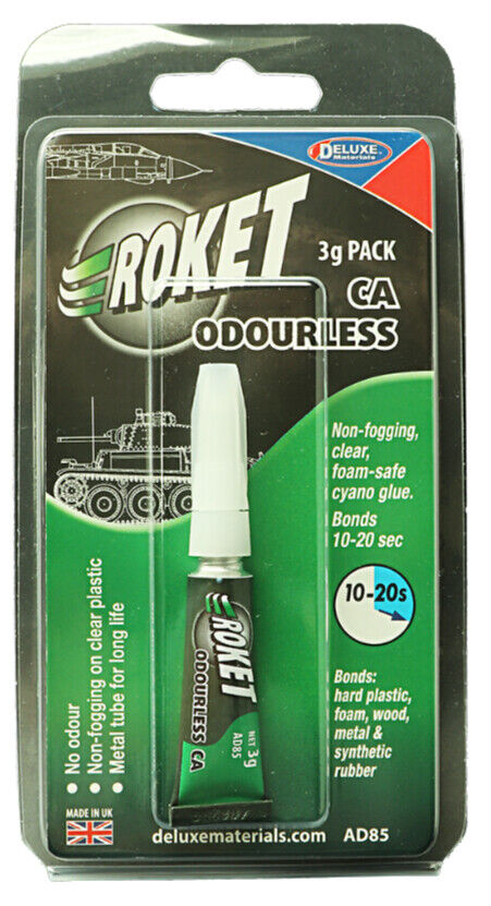 ROKET ODOURLESS Cyano 3g 10-20 seconds clear foam safe AD85 Deluxe Materials