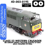 Class 52 Western Crusader -  BR Green Small Yellow Plates  D1004 - DCC & Sound Fitted | Dapol | 4D-003-019S