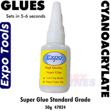 Load image into Gallery viewer, Cyano Super Glue 50g Standard Grade 5-6 seconds Cyanoacrylate Expo Tools 47024
