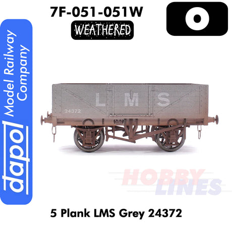 5 Plank LMS Grey 24372 - Weathered Wagon  | Dapol | 7F-51-051W