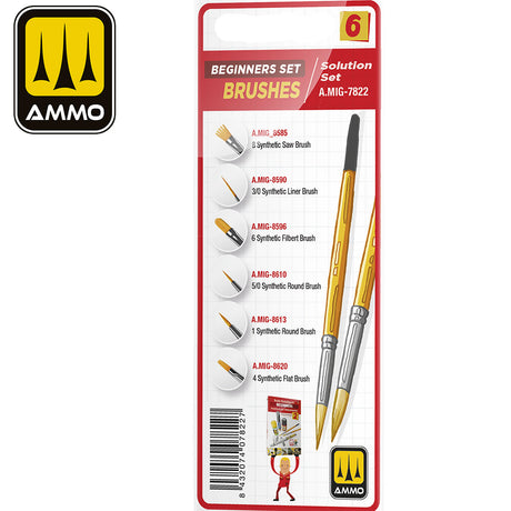 Beginners Set 6 - Brush Set | Ammo by Mig Jimenez | A.Mig-7822