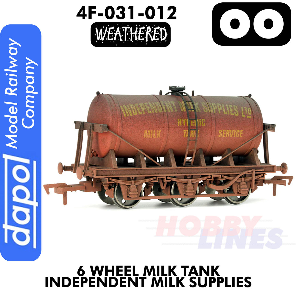 6 Wheel Milk Tank Independent Milk Supplies - Weathered | Dapol | 4F-031-012