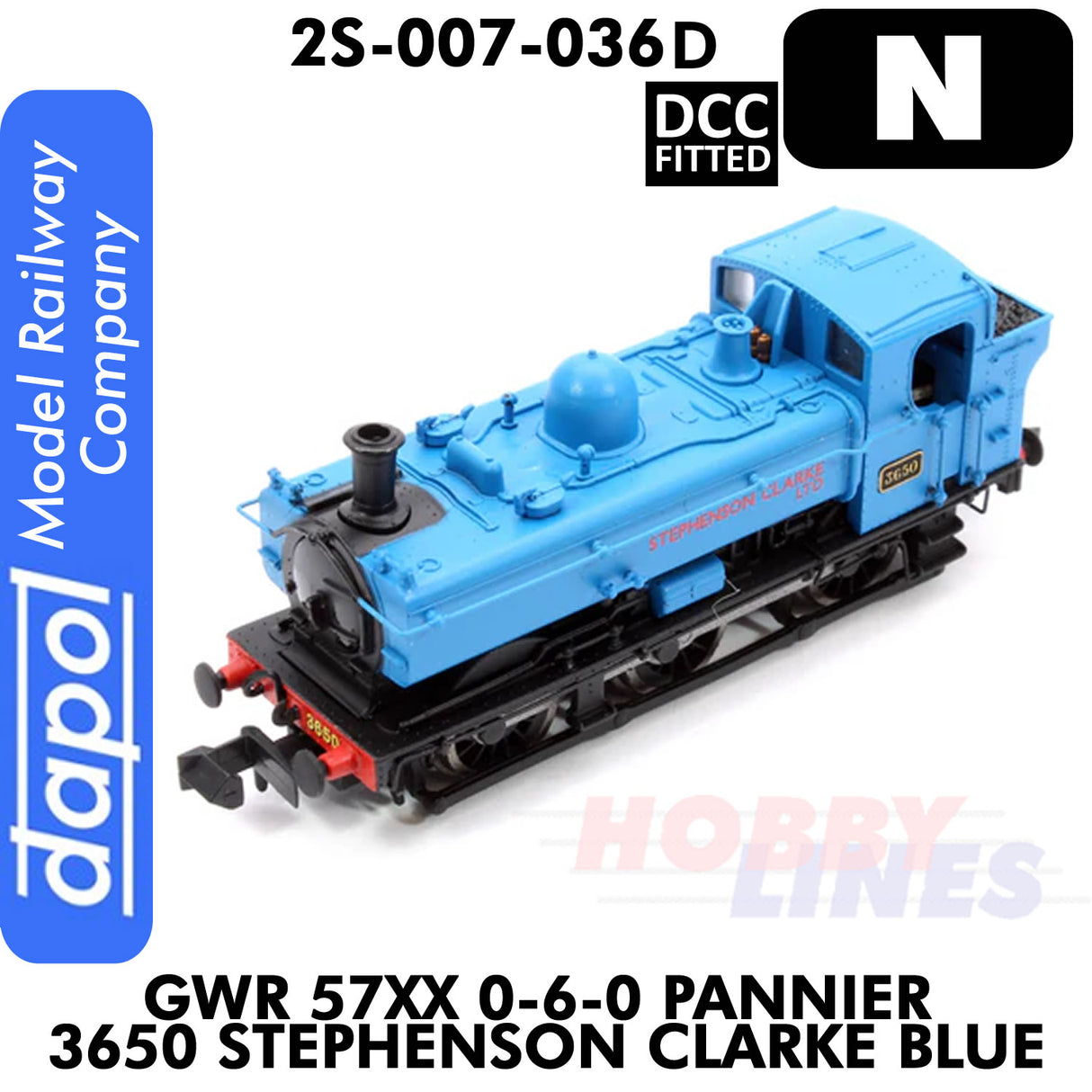 Great Western Railway - 57XX 0-6-0 Pannier 3650 Stephenson Clarke - Blue - DCC Fitted | Dapol | 2S-007-036D