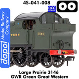 LARGE PRAIRIE 3146 GWR DCC Ready Steam Locomotive | Dapol |  4S-041-008