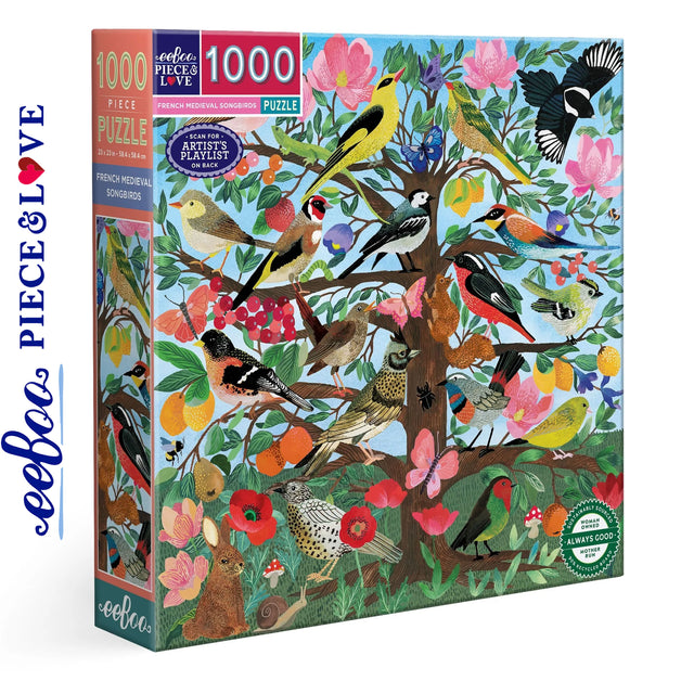 * DAMAGED BOX * - French Medieval Songbirds - 1000pc Puzzle | eeBoo | PZT959