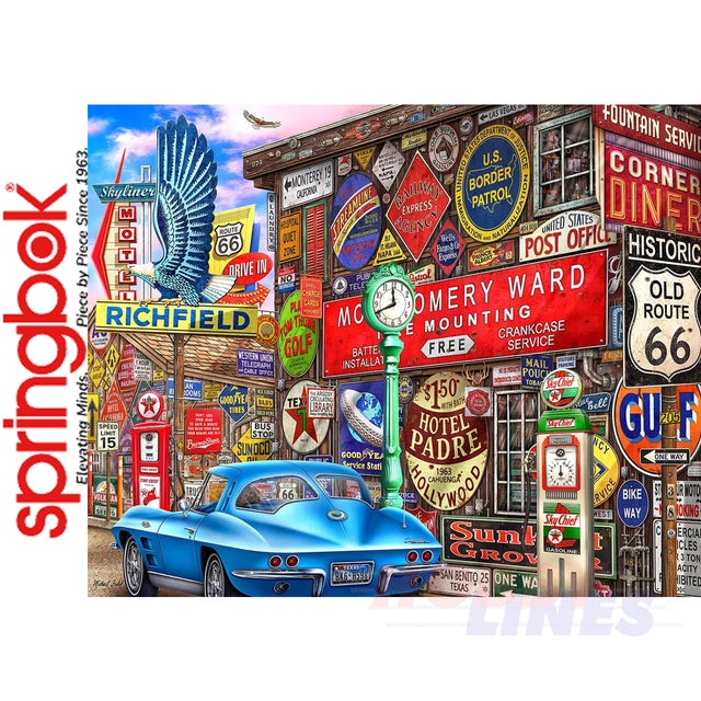 ROUTE 66 Pitstop 1000 piece SPRINGBOK Jigsaw Puzzle Random Cut Super Deluxe