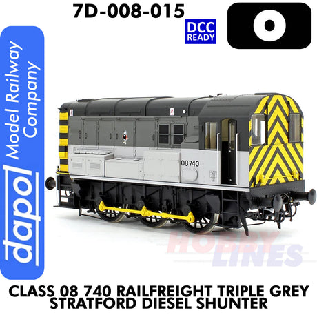 Class 08 740 Rail freight Triple Grey Stratford Diesel Shunter - DCC Ready | Dapol | 7D-008-015