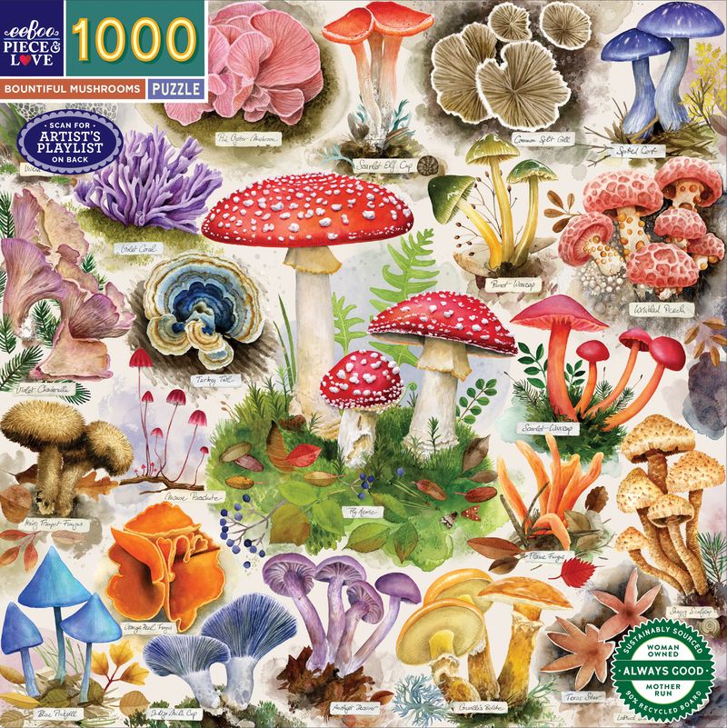 Bountiful Mushrooms 1000pc Puzzle | eeBoo | PZT501