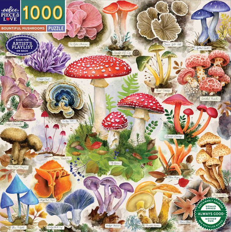 Bountiful Mushrooms 1000pc Puzzle | eeBoo | PZT501