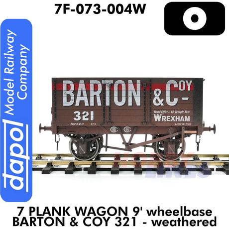 7 Plank Wagon 9' wheelbase  WB Barton & Coy 321 - weathered | Dapol | 7F-073-004W