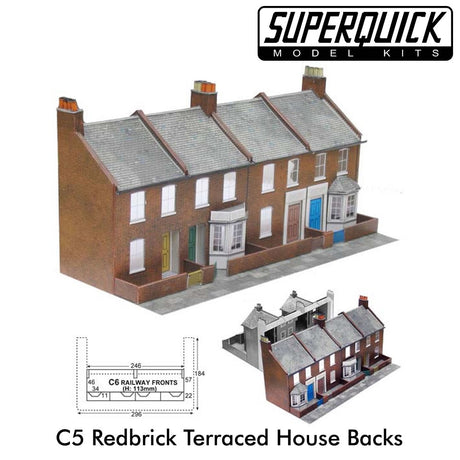 RED BRICK TERRACE FRONTS C6 1:72 OO HO Railway Building Series C C06 SUPERQUICK