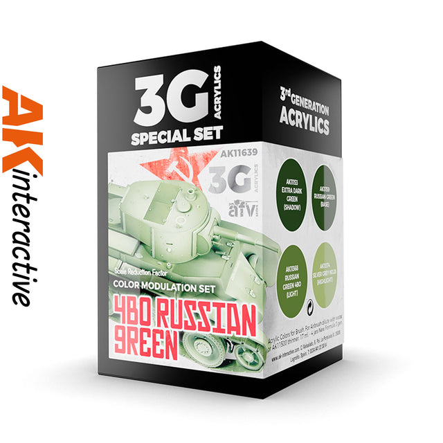 3G Special Set - 4B0 Russian Green - 4 x 17ml Acrylic Paint | AK interactive | AK11639